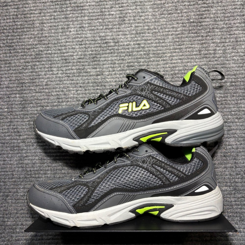 Fila Memory Workshift Men 11 4E Extra Wide Grey Lime Green Running Shoe 1HRW8055 - Picture 2 of 7